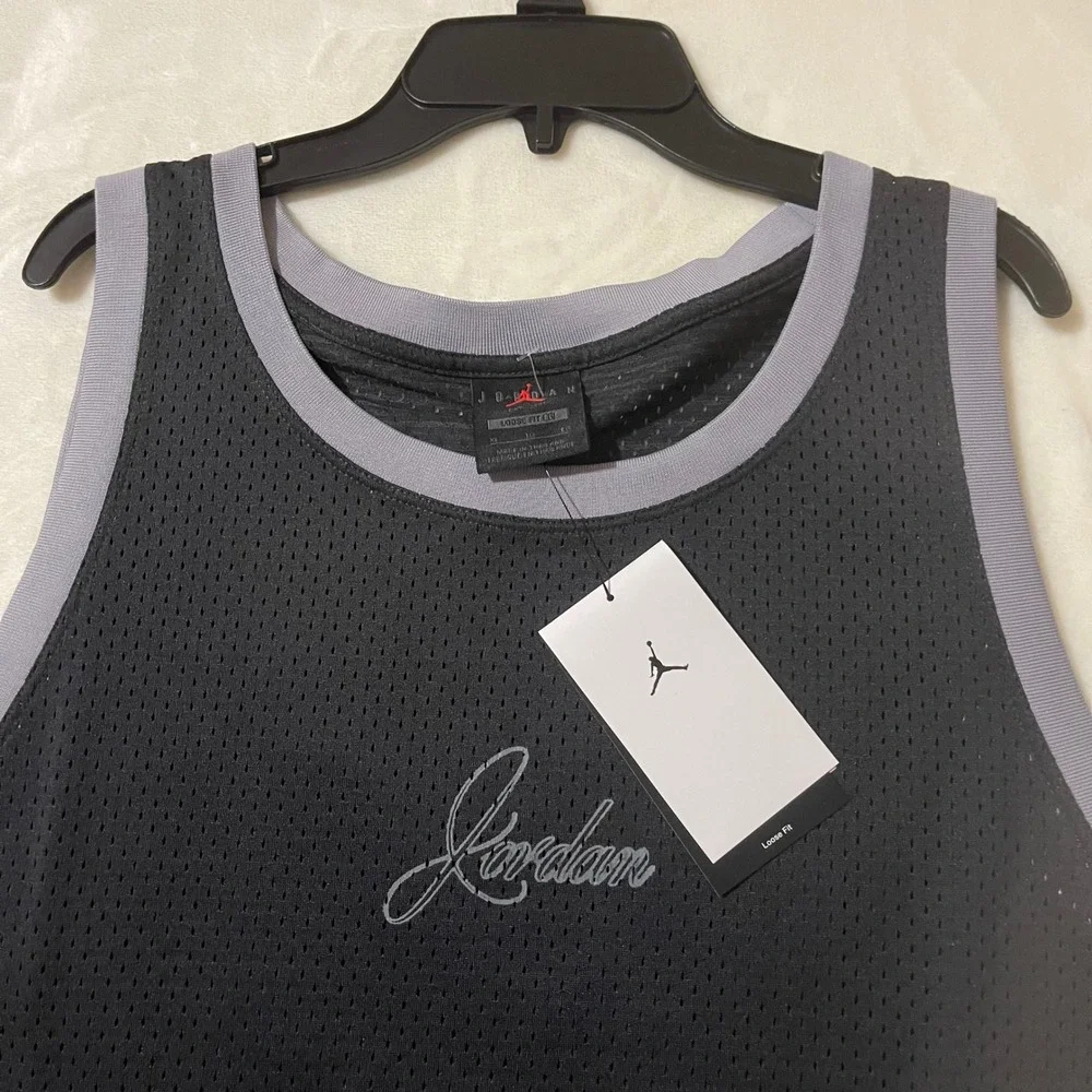 Jordan Womens Mesh Jersey Dress XL Black Grey Red 23 Graphic Sleeveless New - Picture 5 of 12